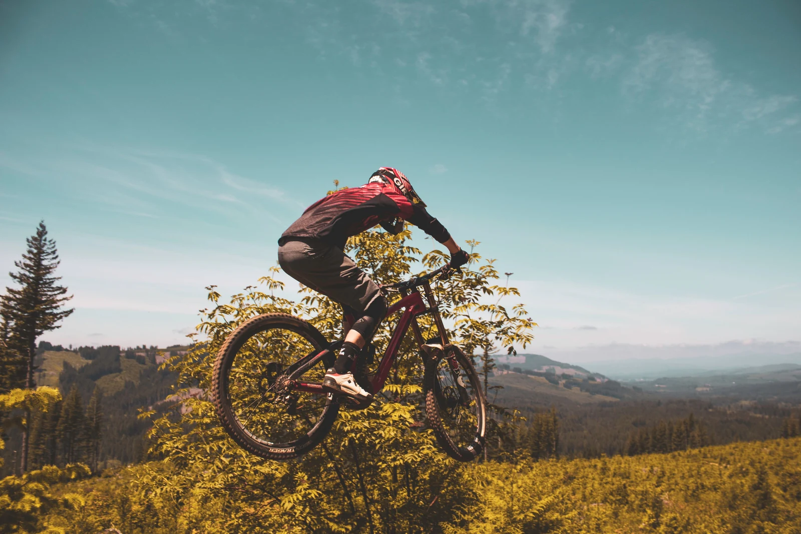 Mountain biker riding an alpine trail